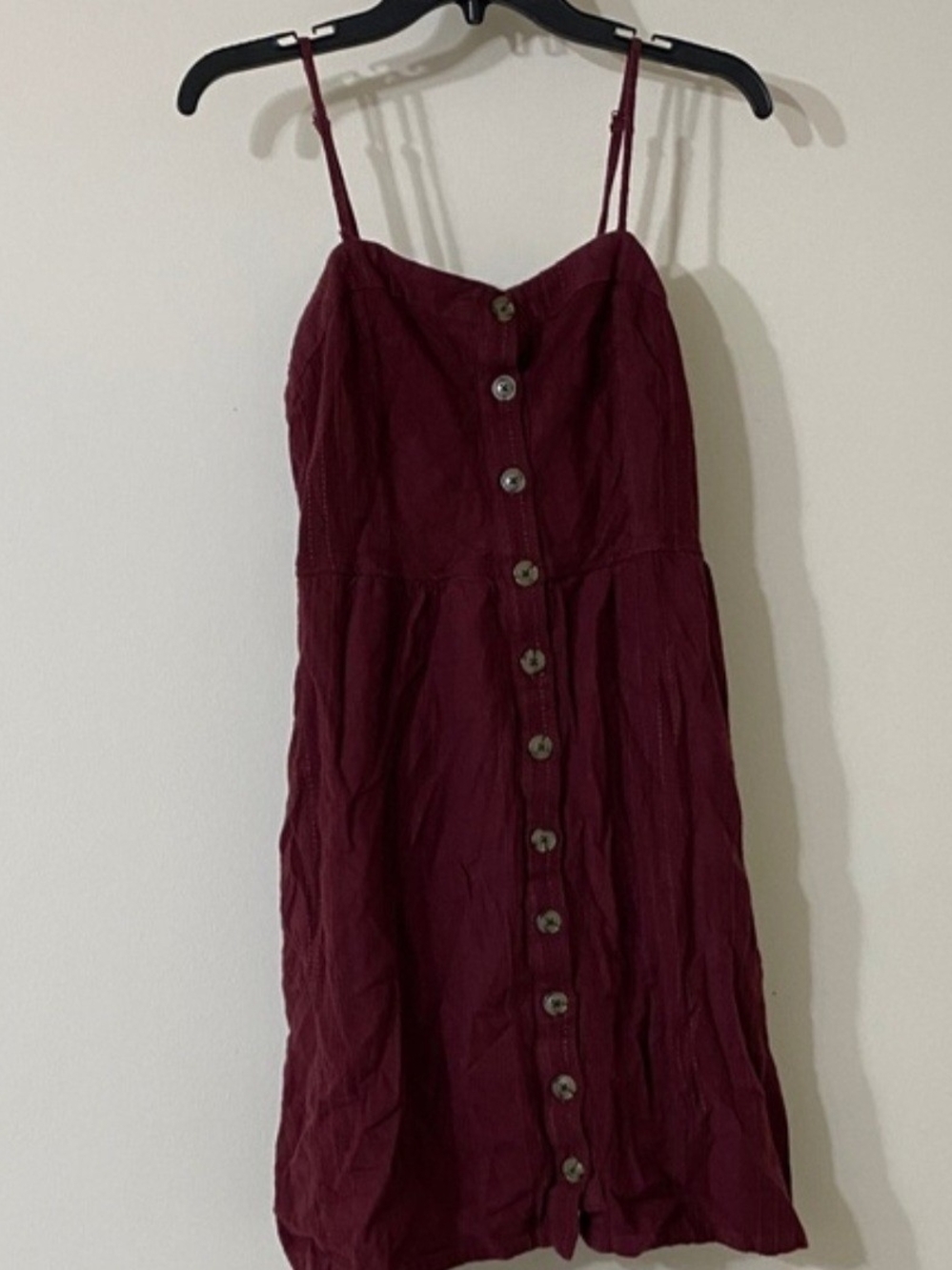 Universal Thread Burgundy Button-Front Spaghetti Strap Mini Dress